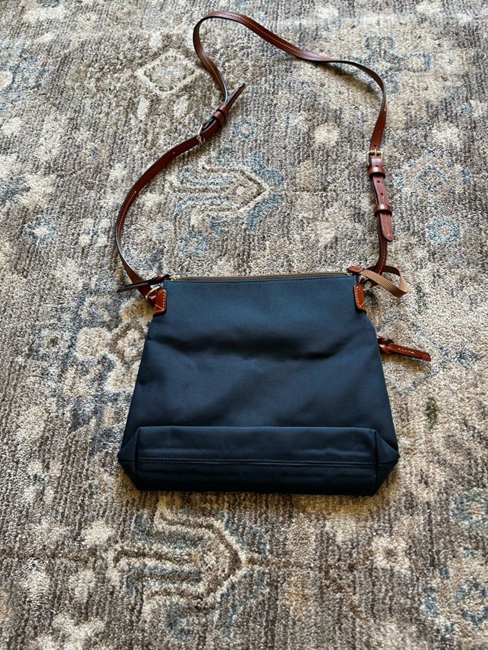 Dooney & Bourke Navy and Brown Leather Crossbody Bag - Picture 2 of 3